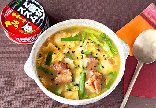 やきとりとニラのチーズスープ