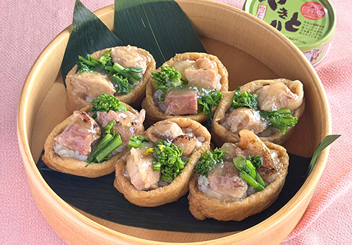 柚子こしょう香る 菜花のやきとり稲荷